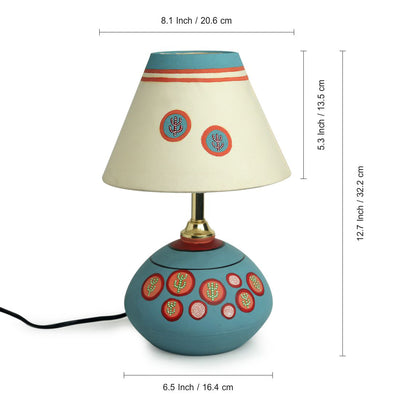 'Oasis In Light' Matki Shaped Hand-painted Table Lamp In Terracotta (13 Inches)