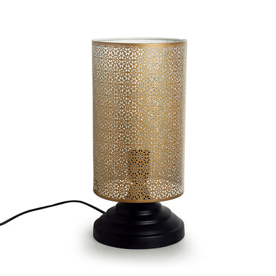 Moroccan Shimmer Hand Etched Iron Table Lamp (12 Inch | Golden)