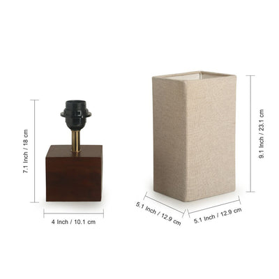 Elementary' Cubic Table Lamp In Mango Wood 12 inch