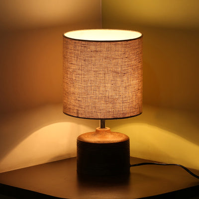 Starlight' Round Table Lamp In Mango Wood 14 inch