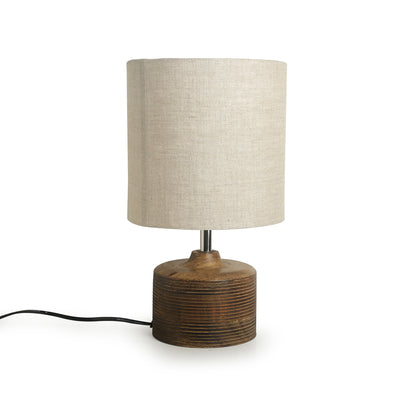 Starlight' Round Table Lamp In Mango Wood 14 inch