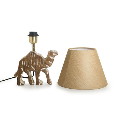 Imperial Camel' Handcarved Table Lamp In Mango Wood 16 inch