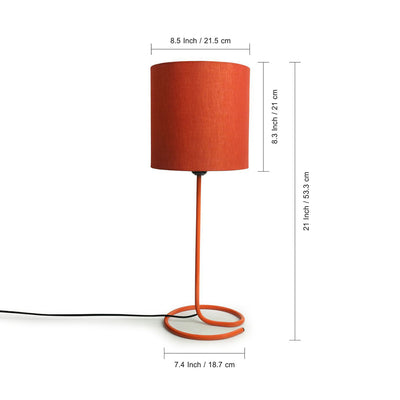'Orange Coiled' Handcrafted Table Lamp In Iron (18 Inch)