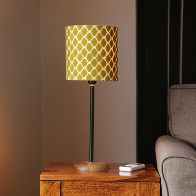 'Moroccan Olive' Handcrafted Table Lamp In Mango Wood & Iron (18 Inch)