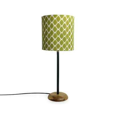 'Moroccan Olive' Handcrafted Table Lamp In Mango Wood & Iron (18 Inch)