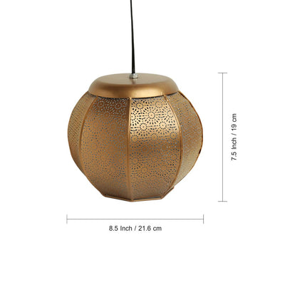 Morrocan Treasure' Hand-etched Pendant Lamp In Iron (8 Inch | Matte Finish)