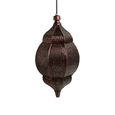 Vintage Morrocan' Hand-etched Pendant Lamp In Iron (15 Inch | Glossy Copper Finish)