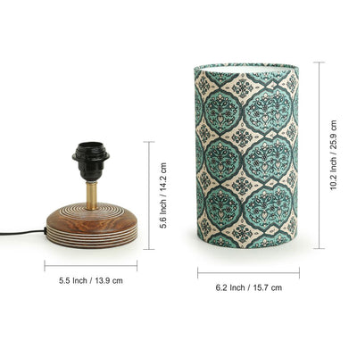 'Paisley-Carved' Table Lamp In Mango Wood (14 Inch)