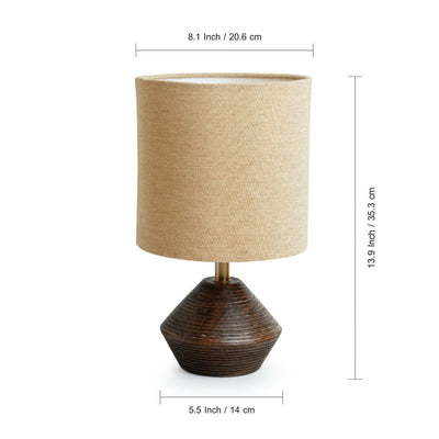 'Pot-Belly' Hand Carved Table Lamp In Mango Wood (14 Inch)
