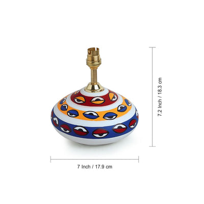 'The Eye of Horus' Hand-painted Flat Matki Terracotta Table Lamp (11 inch)