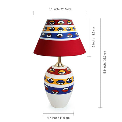 'The Eye of Horus' Hand-painted Tappered Terracotta Table Lamp (14 inch)