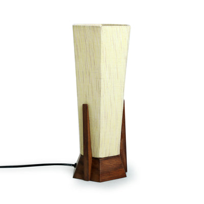 'Hexagonal Harmony' Handcrafted Table Lamp In Sheesham Wood (14 Inches)