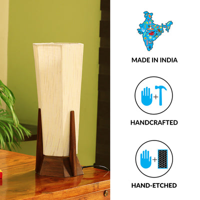'Hexagonal Harmony' Handcrafted Table Lamp In Sheesham Wood (14 Inches)