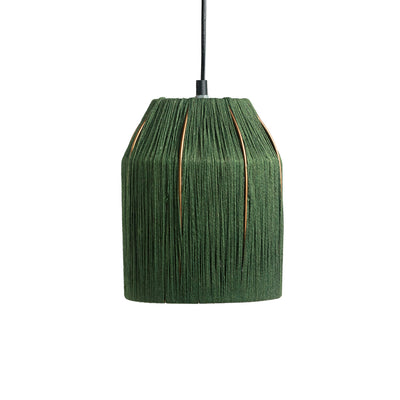 'Jute Divines' Handwoven Cylindrical Hanging Pendant Lamp In Jute & Iron (10 Inch)