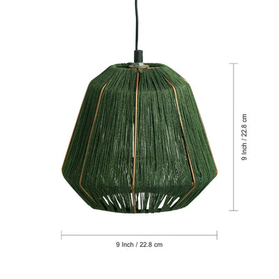 'Jute Gleams' Handwoven Cylindrical Hanging Pendant Lamp In Jute & Iron (9 Inch)