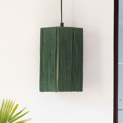 'Jute Brilliance' Handwoven Cuboidal Hanging Pendant Lamp In Jute & Iron (11 Inch)