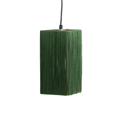 'Jute Brilliance' Handwoven Cuboidal Hanging Pendant Lamp In Jute & Iron (11 Inch)