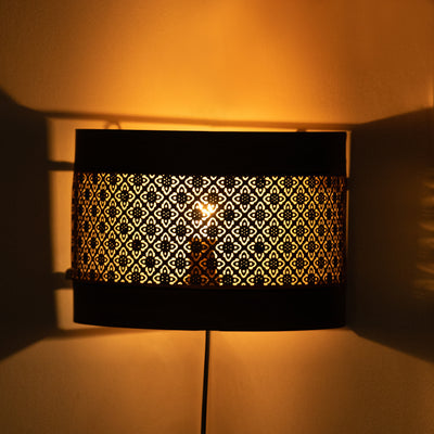 Crocheted Floret' Metal Wall Lamp (7 Inch | Brown & Orange | Hand-Etched)