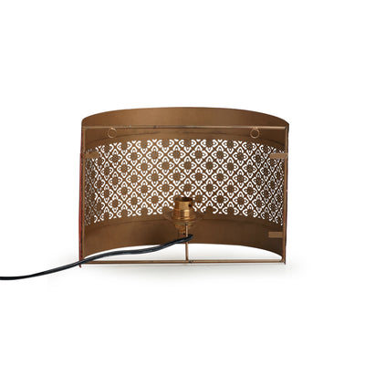 Crocheted Floret' Metal Wall Lamp (7 Inch | Brown & Orange | Hand-Etched)