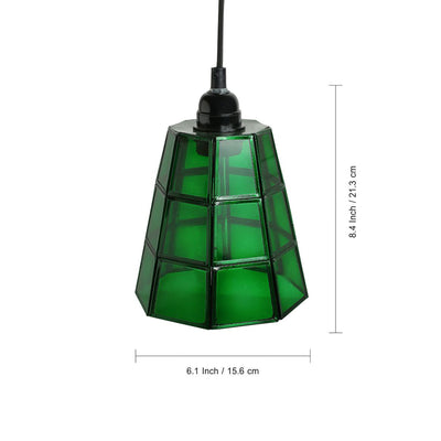 'Glass Miracles' Handcrafted Conical Hanging Pendant Lamp in Glass & Iron (8 Inch)