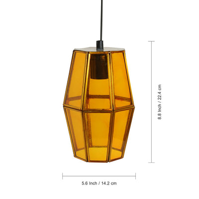 'Glass Wonders' Handcrafted Cylindrical Hanging Pendant Lamp in Glass & Iron (9 Inch)