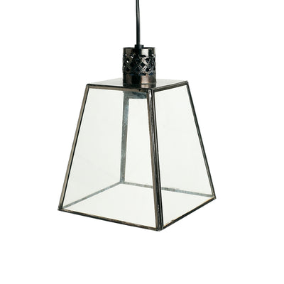 'Glass Fluorescence' Handcrafted Conical Hanging Pendant Lamp in Glass & Iron (9 Inch)