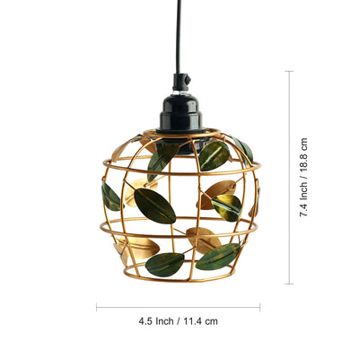 ExclusiveLane 'Lush Foliage' Handcrafted Hanging Pendant Lamp Shade In Iron (7.4 Inch, Spherical, Golden)