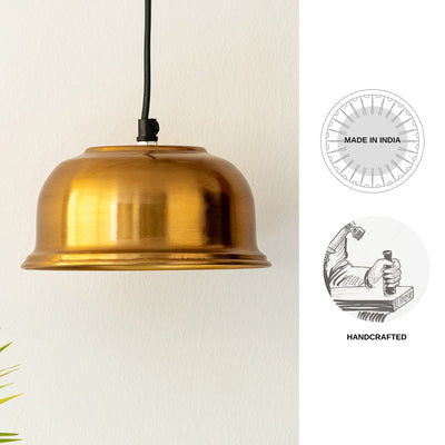 ExclusiveLane 'Modern Gold Vessel' Handcrafted Hanging Pendant Lamp Shade In Iron (4.0 Inch, Semi-Spherical, Golden)