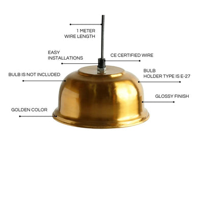 ExclusiveLane 'Modern Gold Vessel' Handcrafted Hanging Pendant Lamp Shade In Iron (4.0 Inch, Semi-Spherical, Golden)