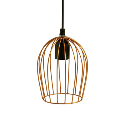 ExclusiveLane 'Modern Bird Cage' Handcrafted Hanging Pendant Lamp Shade In Iron (7.7 Inch, Conical, Golden)