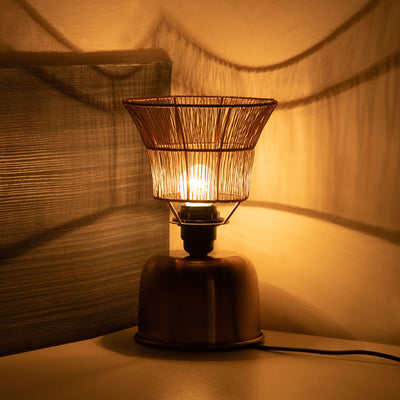ExclusiveLane 'Gas Stove' Handcrafted Table Lamp In Iron (10.3 Inch, Golden)