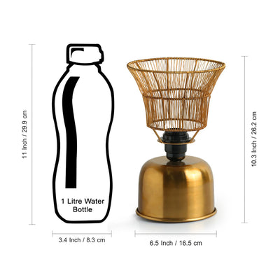 ExclusiveLane 'Gas Stove' Handcrafted Table Lamp In Iron (10.3 Inch, Golden)