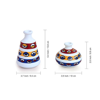 The Eye of Horus' Hand-painted Terracotta Pots Showpieces (Set Of 2 | Earthern Pots)