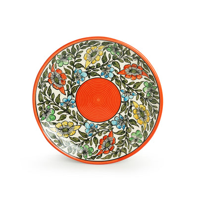 Mughal Bagheecha' Hand-painted Ceramic Dinner Plates (Set of 2 | Microwave Safe)