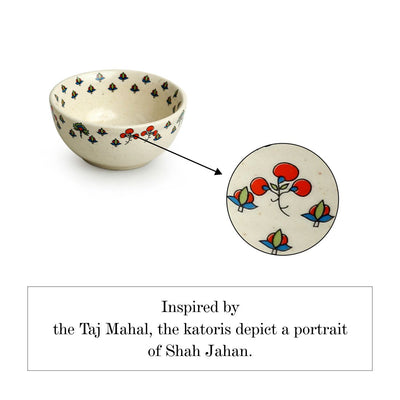Daawat-e-Taj' Handcrafted Ceramic Dinner Bowls/Katoris (Set of 4 | 220 ml | Microwave Safe)