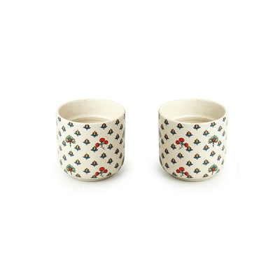 Daawat-e-Taj' Handcrafted Ceramic Kullads (Set of 2 | 200 ml | Microwave Safe)