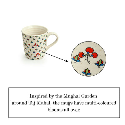 Daawat-e-Taj' Handcrafted Ceramic Tea & Coffee Mugs (Set of 2 | 260 ml | Microwave Safe)
