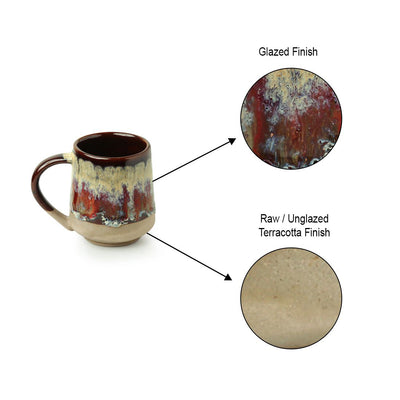 Crimson Tides' Handcrafted Ceramic Tea & Coffee Mugs (Set of 2 | 300 ML | Microwave Safe)