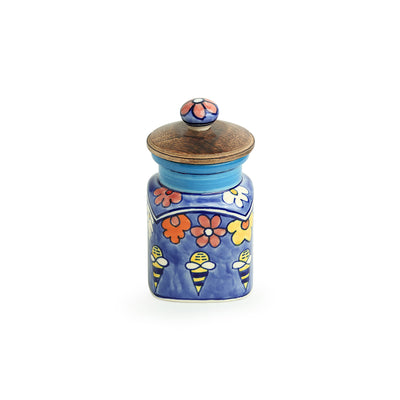 The Bee Collective' Hand-painted Ceramic Multi-Purpose Storage Jars & Containers (Airtight | Set of 2 | 270 ML)