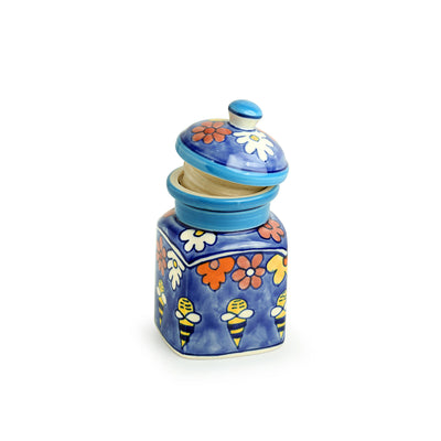 The Bee Collective' Hand-painted Ceramic Multi-Purpose Storage Jar & Container (Airtight | 270 ML)