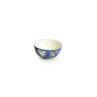 The Bee Collective' Hand-painted Ceramic Dining Bowl Katoris (Set Of 6 | 150 ML | Microwave Safe)