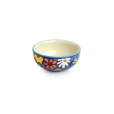 The Bee Collective' Hand-painted Ceramic Serving Bowls (Set Of 2 | 500 ML | Microwave Safe)