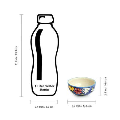 The Bee Collective' Hand-painted Ceramic Serving Bowls (Set Of 2 | 500 ML | Microwave Safe)