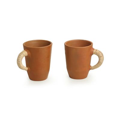 Cane Heirloom' Tea & Coffee Mugs in Terracotta (Set of 2 | 300 ml)
