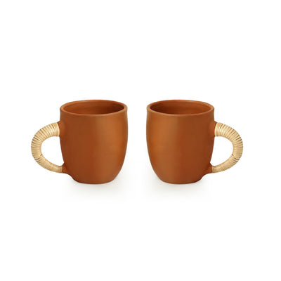 Cane Heirloom' Tea & Coffee Mugs in Terracotta (Set of 2 | 400 ml)