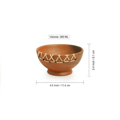Cane Heirloom' Terracotta Snacks Serving Bowls (Set of 4 | 270 ml)