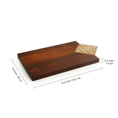 'Chevron Chronicles' Handcrafted Cheese Board/Platter In Mango & Sheesham Wood