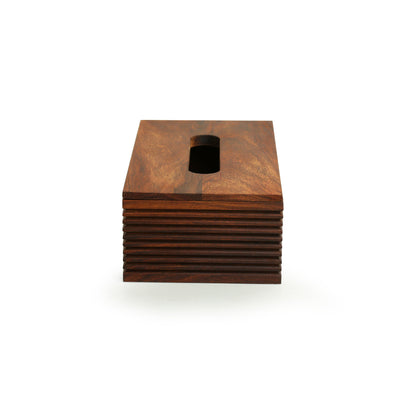 'Ripples of Wood' Handcrafted Tissue Box Holder In Sheesham Wood