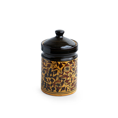 Mughal Floral' Hand-painted Ceramic Multi-Purpose Storage Jar & Container (Non-Airtight | 800 ML)