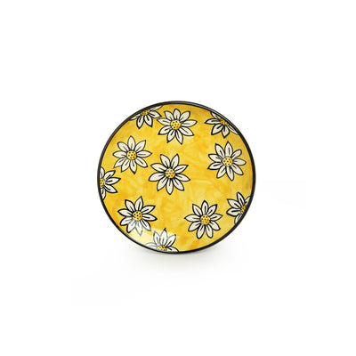 Californian Sunflowers' Hand-Painted Ceramic Side/Quarter Plates (Set Of 2 | 7 Inches)
